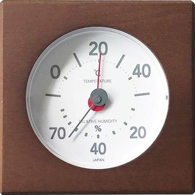 KATOMOKU Thermo-Hygrometer 2, Brown, km-102BR, Wooden, Square