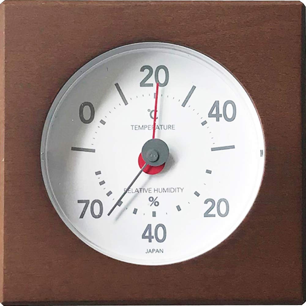 

KATOMOKU Thermo-Hygrometer 2, Brown, km-102BR, Wooden, Square