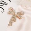 Scarf Brooch Clip Bowknot Design Pin for Women Faux Pearl