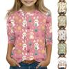 Barn 3/4 Ärm Toppar Casual Tryck T-shirt Rund Hals Pullover Blus