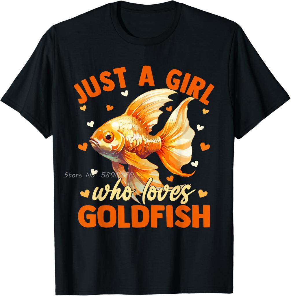 Cotton Tshirt Floral Goldfish Just A Girl Who Loves Goldfish Oversized Tshirt Summer Streetwear Unisexs Clothing Unisex Tops Tees
