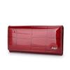 Women's High-End Genuine Patent Leather Clutch Wallet with Stone Pattern and Magnetic Snap