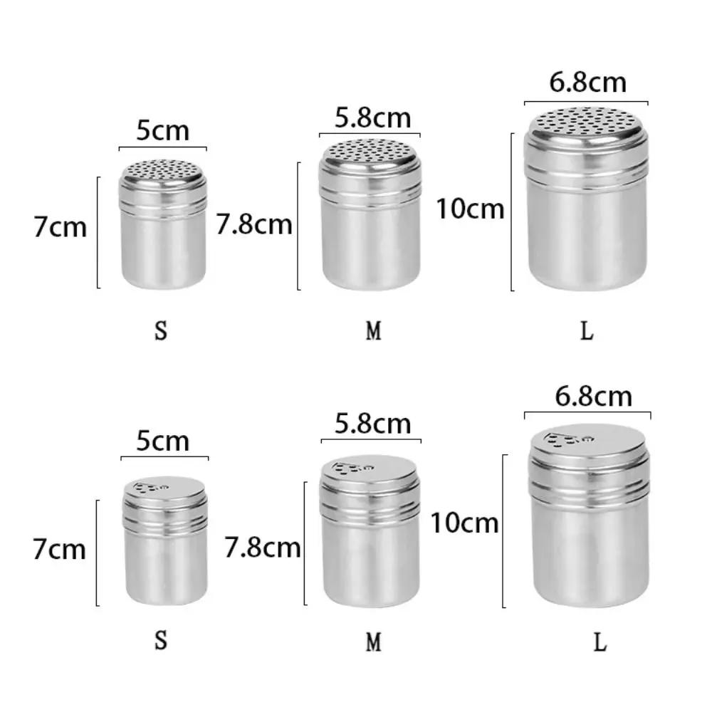 Stainless Steel Seasoning Jar Salt Sugar Shaker with Rotating Cover Condiment Spice Pepper Powder Bottle Container Kitchen Tool