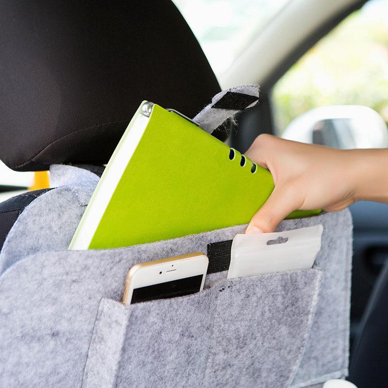 Felt Car Back Seat Organizer with 7 Pockets, Car Back Seat Kick Protector, Multi-Function Car Storage Bag, Home Felt Storage Bag