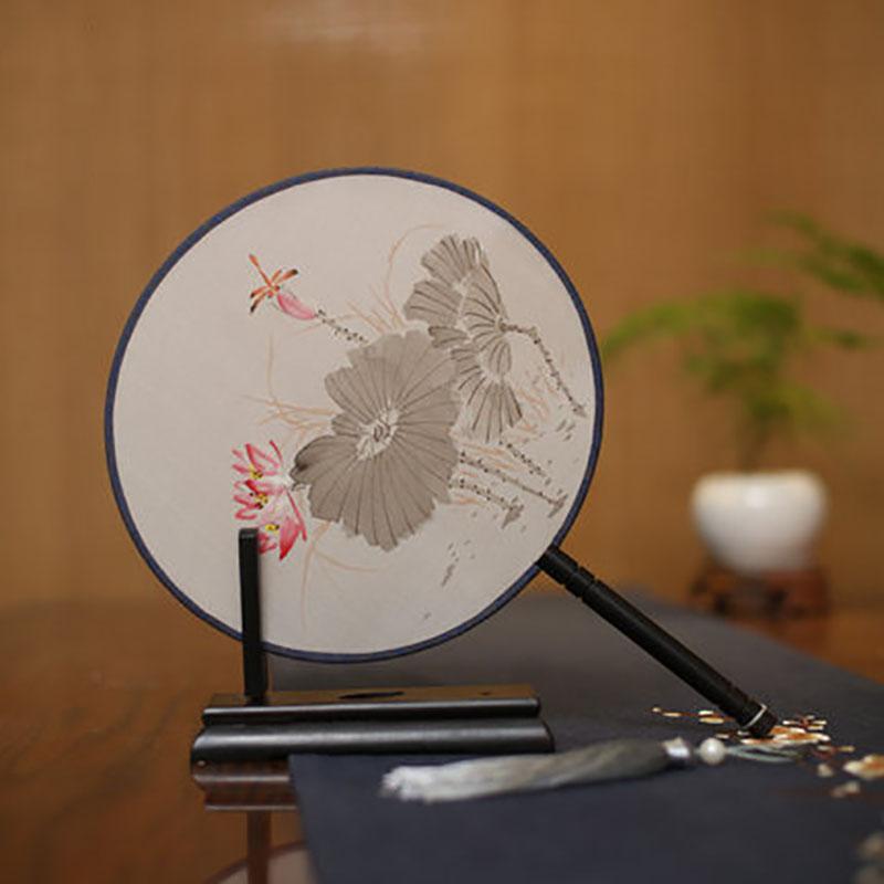 Suzhou-Double-sided Embroidery Hand Held Fan, Round Circular, Hand-embroidered Dance Silk Fan, Chinese Style Gifts, Hanfu Home