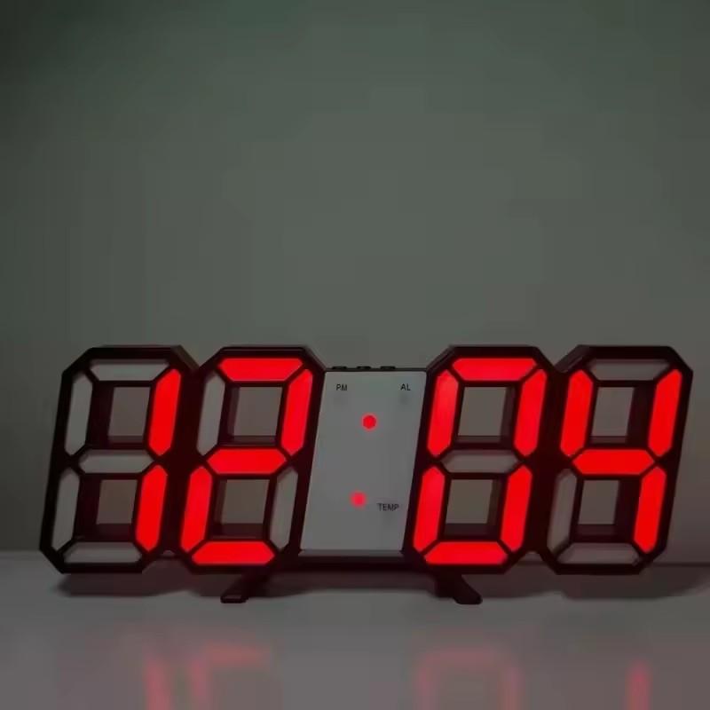 3D LED Digital Alarm Clock Colorful Night Light Wall Desk Clock with Temperature Alarm Function Modern Home Decor Digital Clock