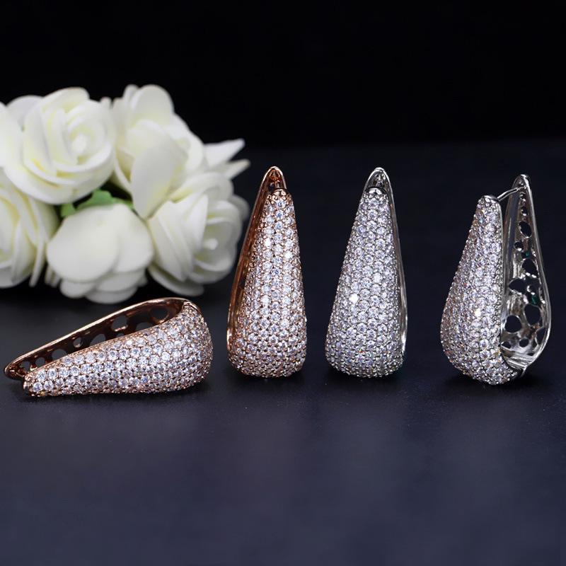 Noble And Elegant Zircon Earrings, Trendy, Inlaid Zircon Earrings, Ear Buckles Jewelry.