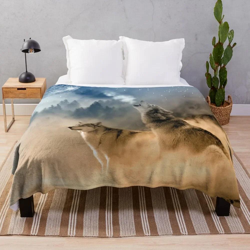 Wolf Deken Wilde Dier Wolf Print Fleece Deken Zacht Lichtgewicht Warm Flanellen Plaid voor Beddengoed Bank Tweepersoons King