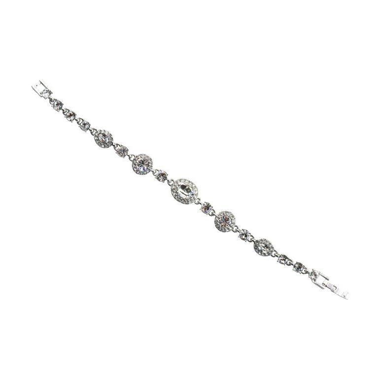 Givenchy Solid Color Letter Engraved Crystal Bracelet Women Bracelet Silver 60442002-NY0