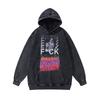Harajuku Ukiyo-E Cartoon Print Heavy Hoodie American Street Hip Hop Washed Hoodie For Men And Women