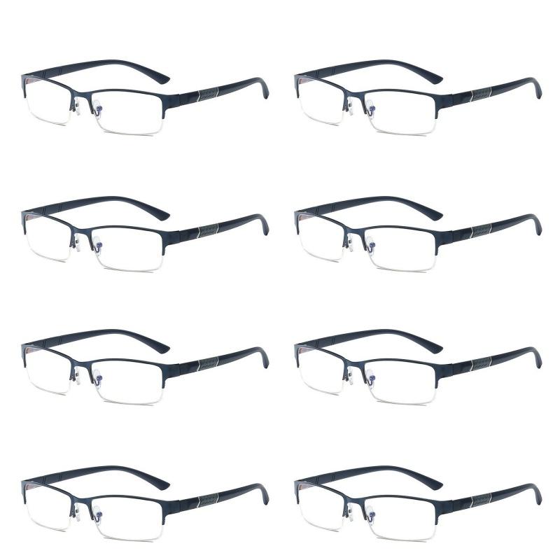 

8PCS Men Business Reading Glasses Men S Metal Presbyopic Galsses Anti Blue Light Reading Glasses Male Computer Eyewear 1.0