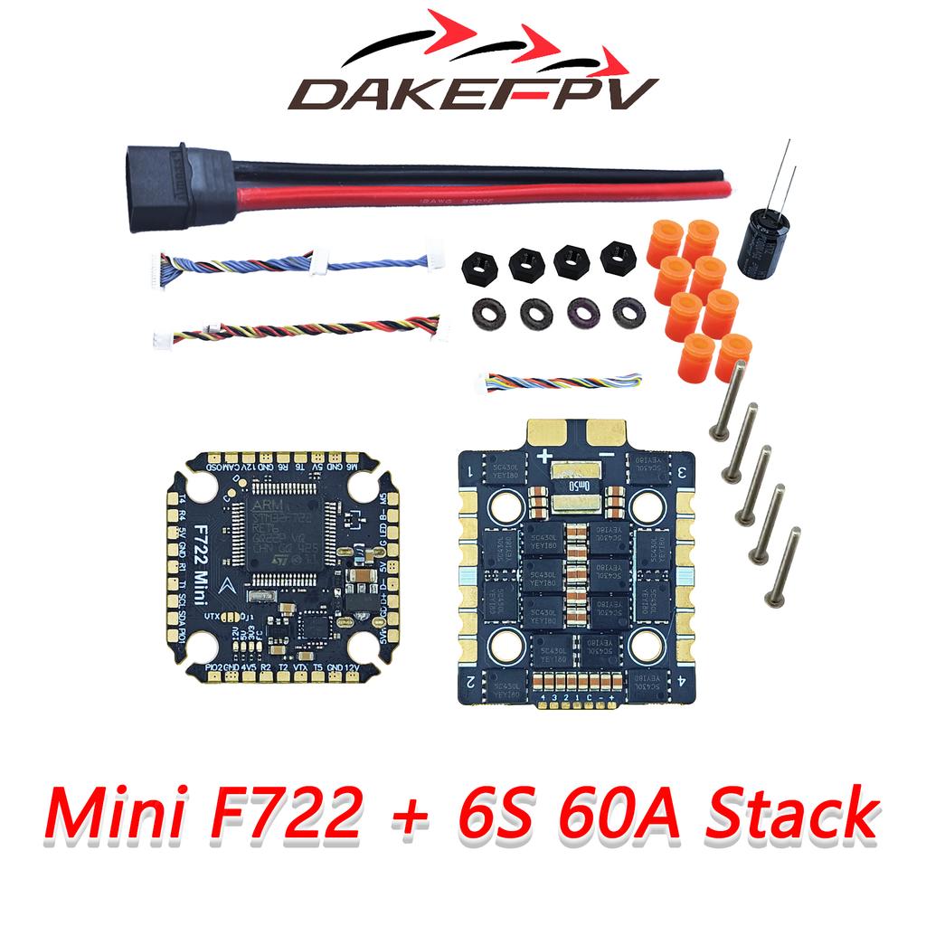 DAKEFPV Mini F722 FC Mini-Stack F722 6S 55A 8S 70A BLS Bluejay ESC 20X20mm Flugcontroller für 3 Zoll 4 Zoll 5 Zoll FPV Drohne