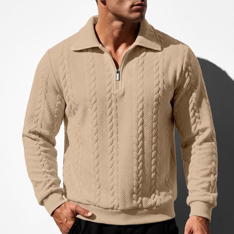 2026 Mens Loose Fit Long Sleeve Polo Sweatshirt Casual Daily Top