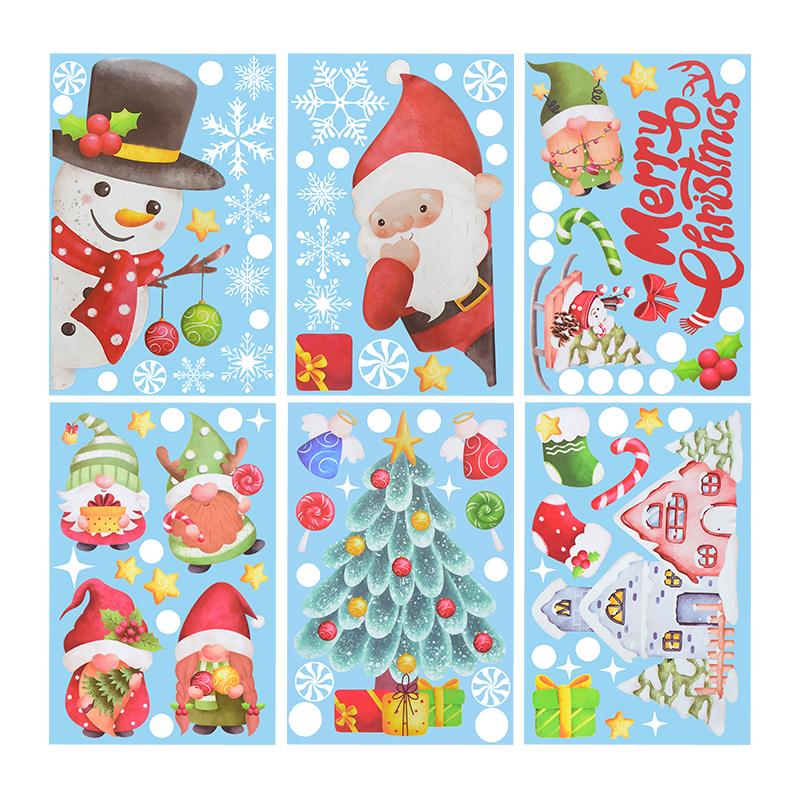 

9 шт./компл. Рождественский Санта-Клаус, рождественская елка, оконное стекло, наклейка, снежинка, настенные наклейки своими руками, 2025, детская комната, новогоднее украшение для дома 9pcs