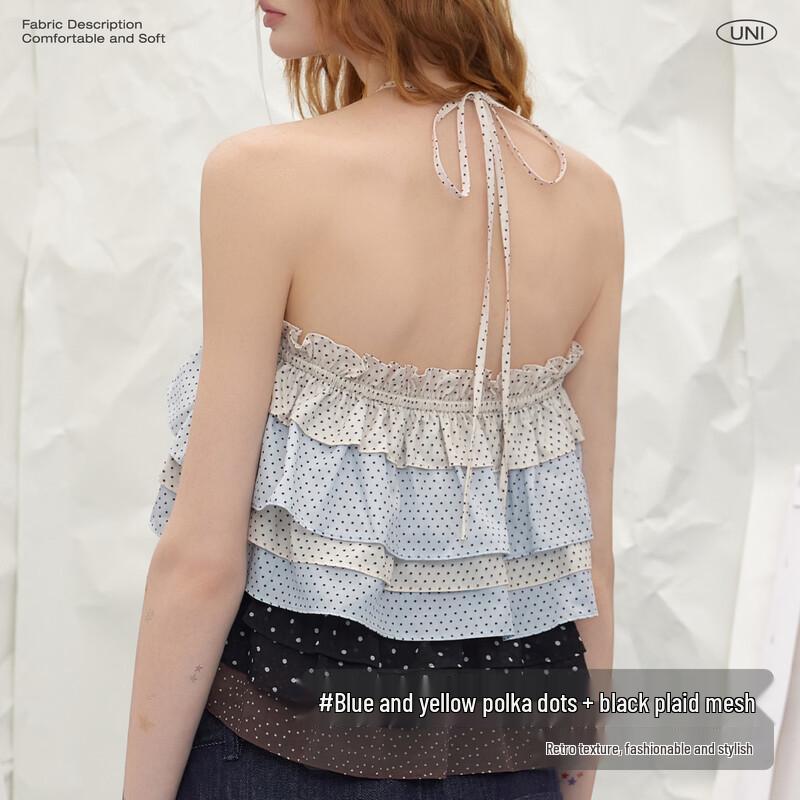 unifree Korean Style Polka Dot Patchwork Mini Skirt