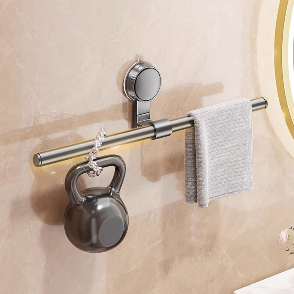 Punch-free Towel Rack Suction Cup Slipper Storage Shelf Portable Bathroom Hanging Rod