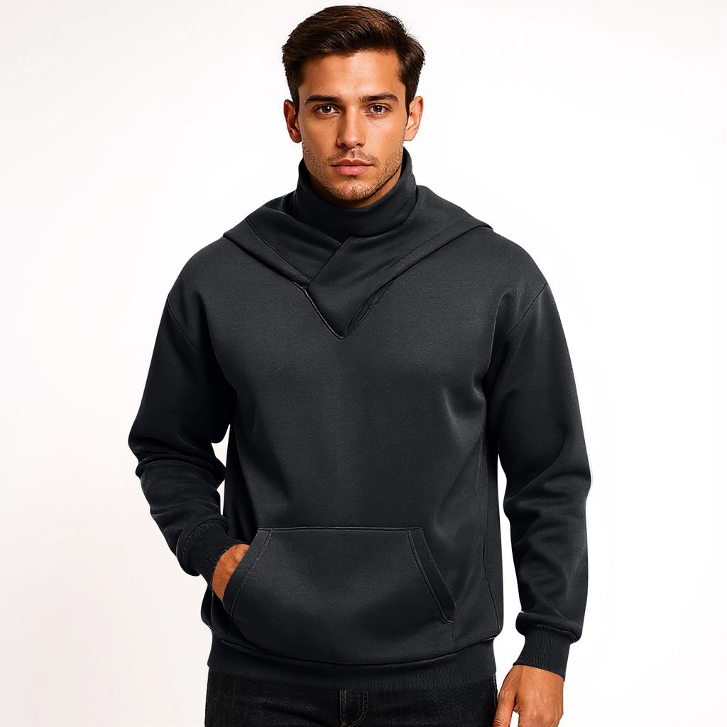 Herrenmode Einfarbig Langärmliger Kapuzenpullover mit Taschen Lässiges Sweatshirt-Oberteil