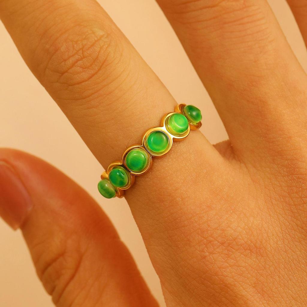 Vintage Turquoise Stainless Steel Open Finger Ring for Women
