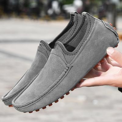New Men's Casual Versatile Surface Matte Pigskin Beanie Shoes Comfortable Breathable Soft Sole Non-slip Driving Shoes