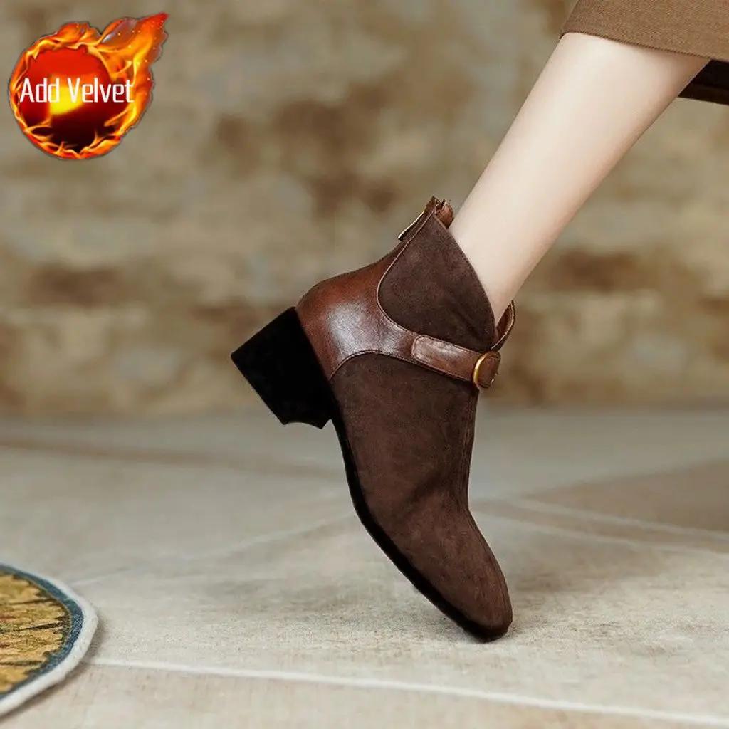 

Зима 2025 Осень Ботильоны до щиколотки для женщин Новинка Ботильоны Большой размер Теплые Дизайнерские Роскошные Горячий тренд Обувь Y2k Женские Короткие туфли 38