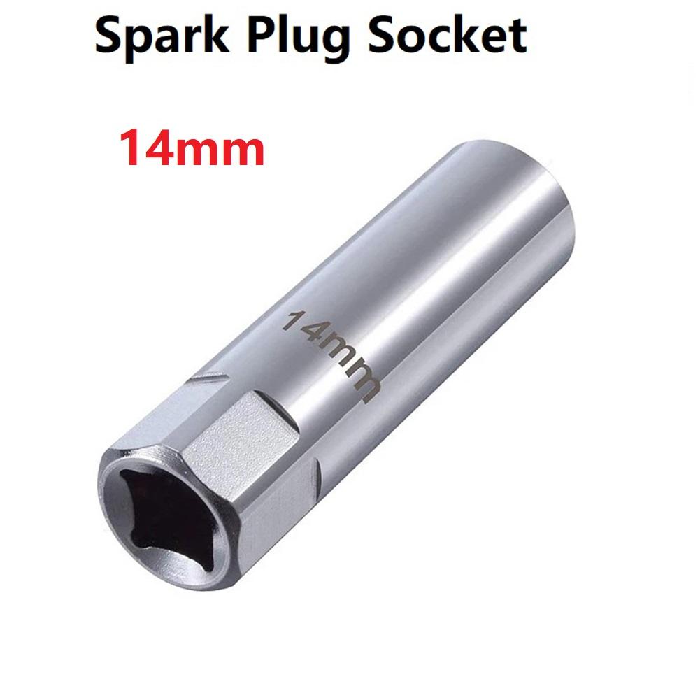 

Spark Plug Socket 14mm 16mm Connector 3/8 Inch Drives 12 Point Chrome Steel Spark Plug Sleeve Wrench Spring Clips Removal Tool