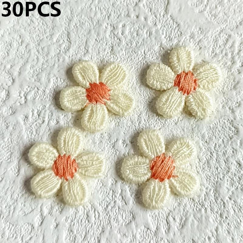 30PCS Multicolor Mini Flower Appliques Embroidered Flower Appliques DIY Clothes Sewing Supplies Headwear Decor Patches