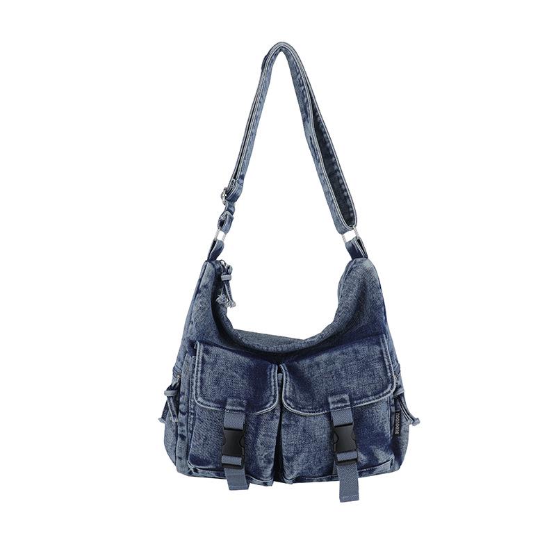 Geantă Crossbody din Denim pentru Femei - Capacitate Mare, Multi-Buzunare, Geantă de Umăr Casual Versatilă