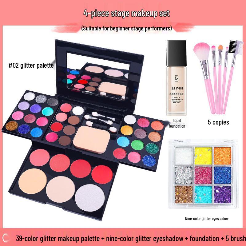 39-Color Eyeshadow Palette & Makeup Set: Beginner-Friendly Blush, Powder, Lipstick Combo