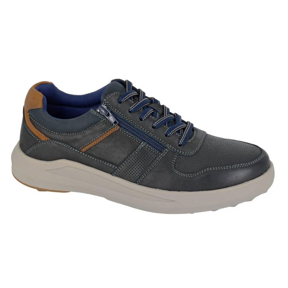 Route 21 Mens Original Denim Leather Zip Trainers