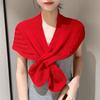 Knitted Cross Shawl Solid Color Fake Collar Cape Fashion Air-conditioning Outerwear  Summer