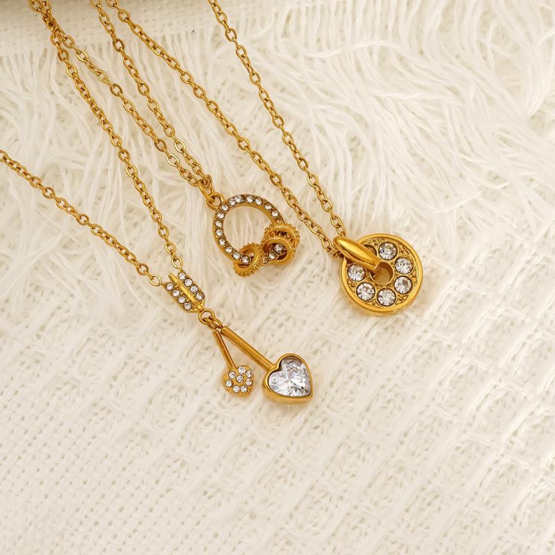 Edelstahl Licht Luxus Zirkon Halskette Weiblich Liebesanhänger Premium Gefühl Schlüsselbeinkette