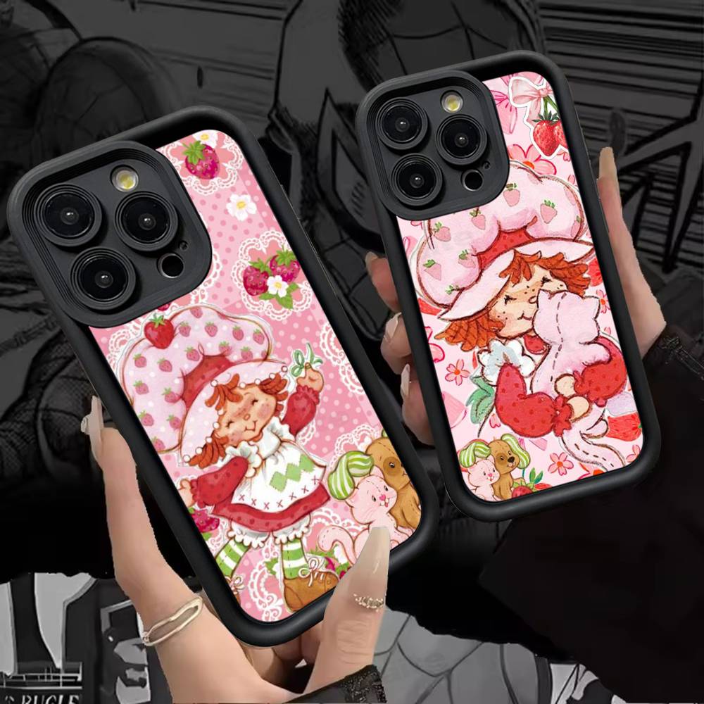 Animated S-Strawberry S-Shortcake Silicone Soft Phone Case For IPhone 17 16 14 13 12 11 15 Pro Max Plus Air Cover