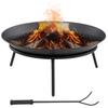 Outdoor Fire Pit Portable Round Firepit With Poker For Garden Camping Bonfire Picnic Dia 47 X 21 Cm Black