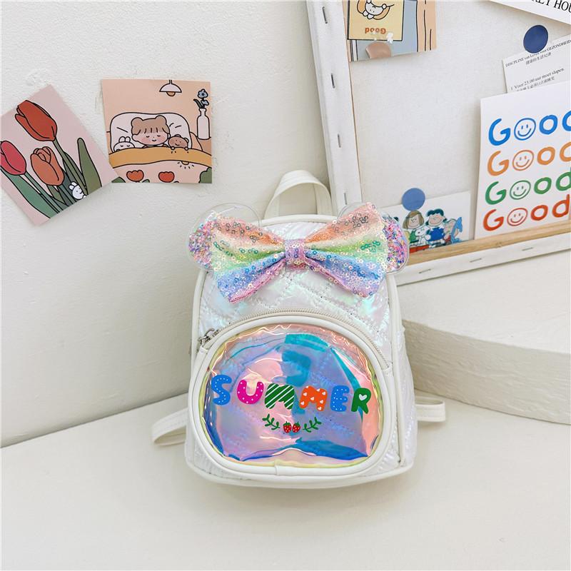 Colorful Neutral Gender Childrens Backpack With Whimsical Bow And Durable Design