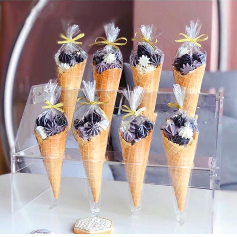 100-Pack DIY Transparent Triangle Candy/Food Bags for Wedding & Birthday Party Favors