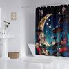 1 Piece 180X180Cm Mushroom Moon Starry Sky Butterfly Printed Shower Curtain Partition Bathroom Waterproof And Mildew Proof