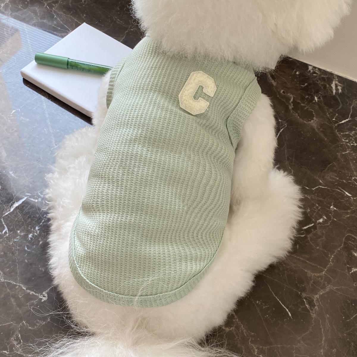 Spring/Summer Dog Clothes Waffle Short Tank Top Bigbear Teddy Schnauzer 2XL трава зеленый