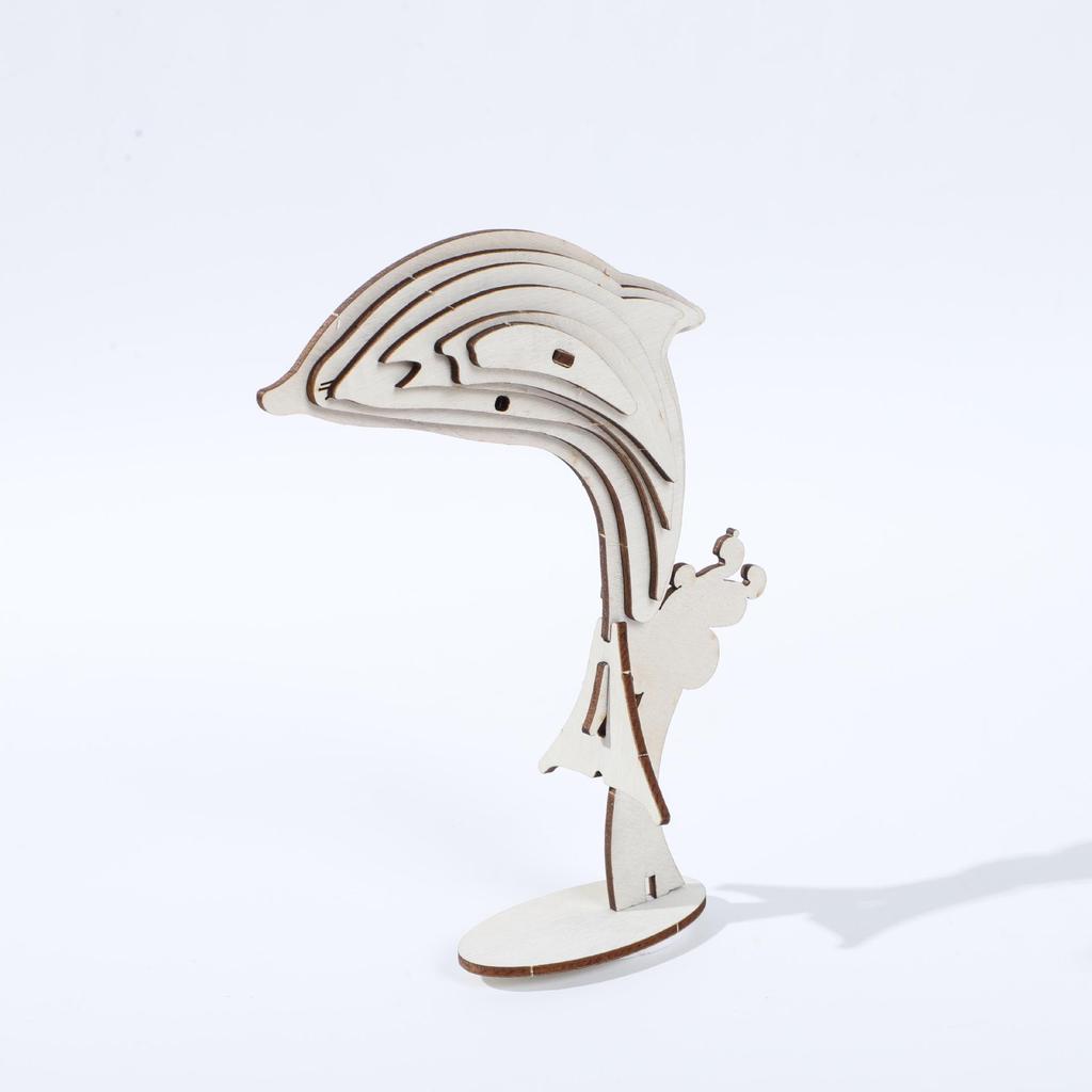 3D Ocean World Wooden Puzzle: Dolphin & Turtle DIY Assembly for Kids