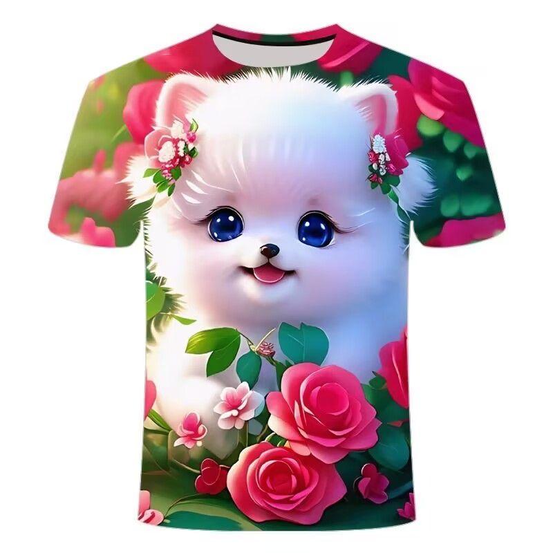 

Летний новый милый рисунок собаки, индивидуальный модный тренд, стиль вестерн, универсальный, короткие рукава для мужчин и женщин, одинаковый стиль 3XL