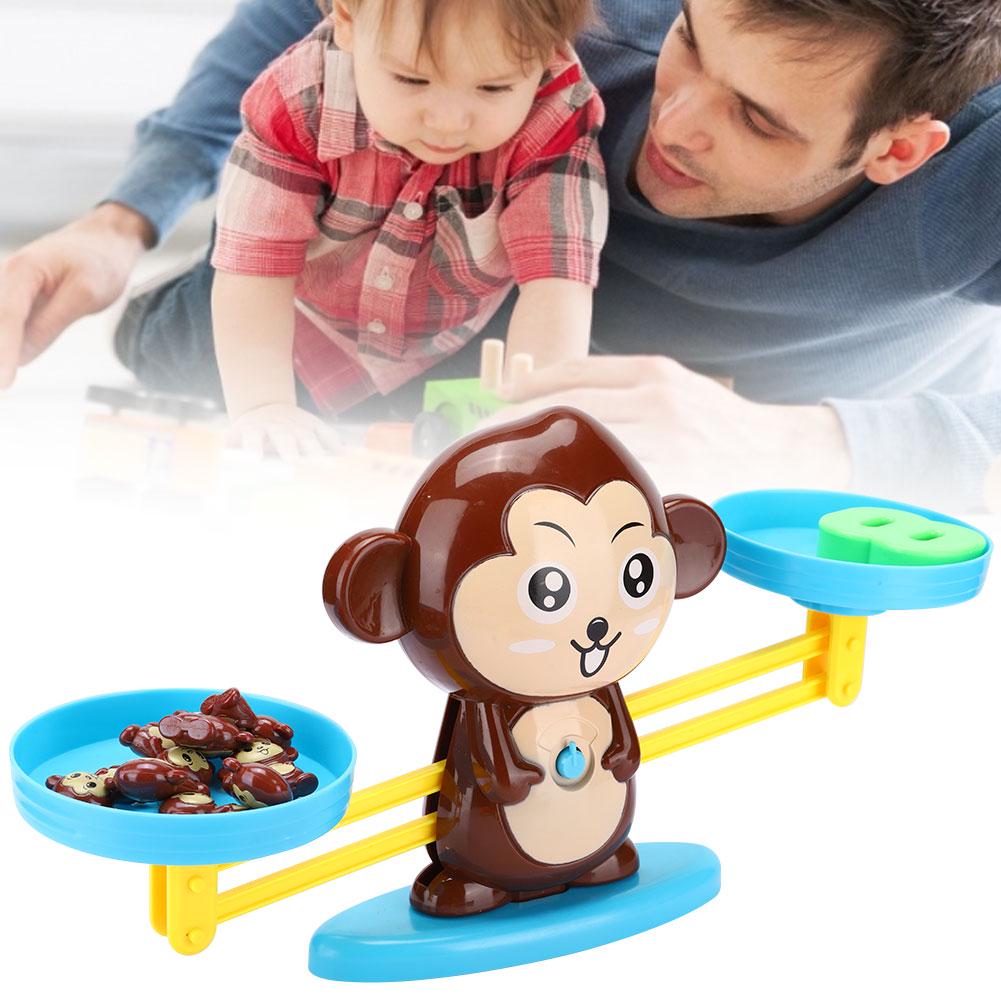 Digital Game Board Game Enlightenment Balance Scale Monkey Toy Children Educational GiftBrown