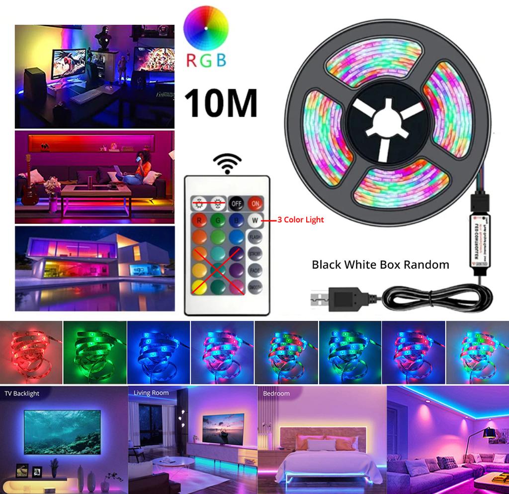 10m Usb 2835 Led Strip Light Rgb Remote Control Lights Flexible Lamp Tape Ribbon Tv Desktop Screen Back Light Diode Tape
