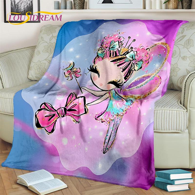 Snová baletka, balerína, víla, labuť, jednorožec, kreslená deka, měkká přehozová deka pro domov, ložnici, postel, pohovku, piknik, cestování, pro děti