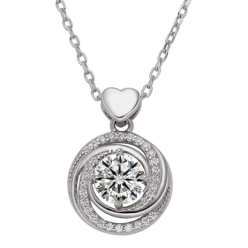 925 Sterling Silver Moissanite Four-Claw Rotating Pendant Necklace, Women s Micro-Paved Clavicle Chain, Fashion Jewelry. 925 Silver