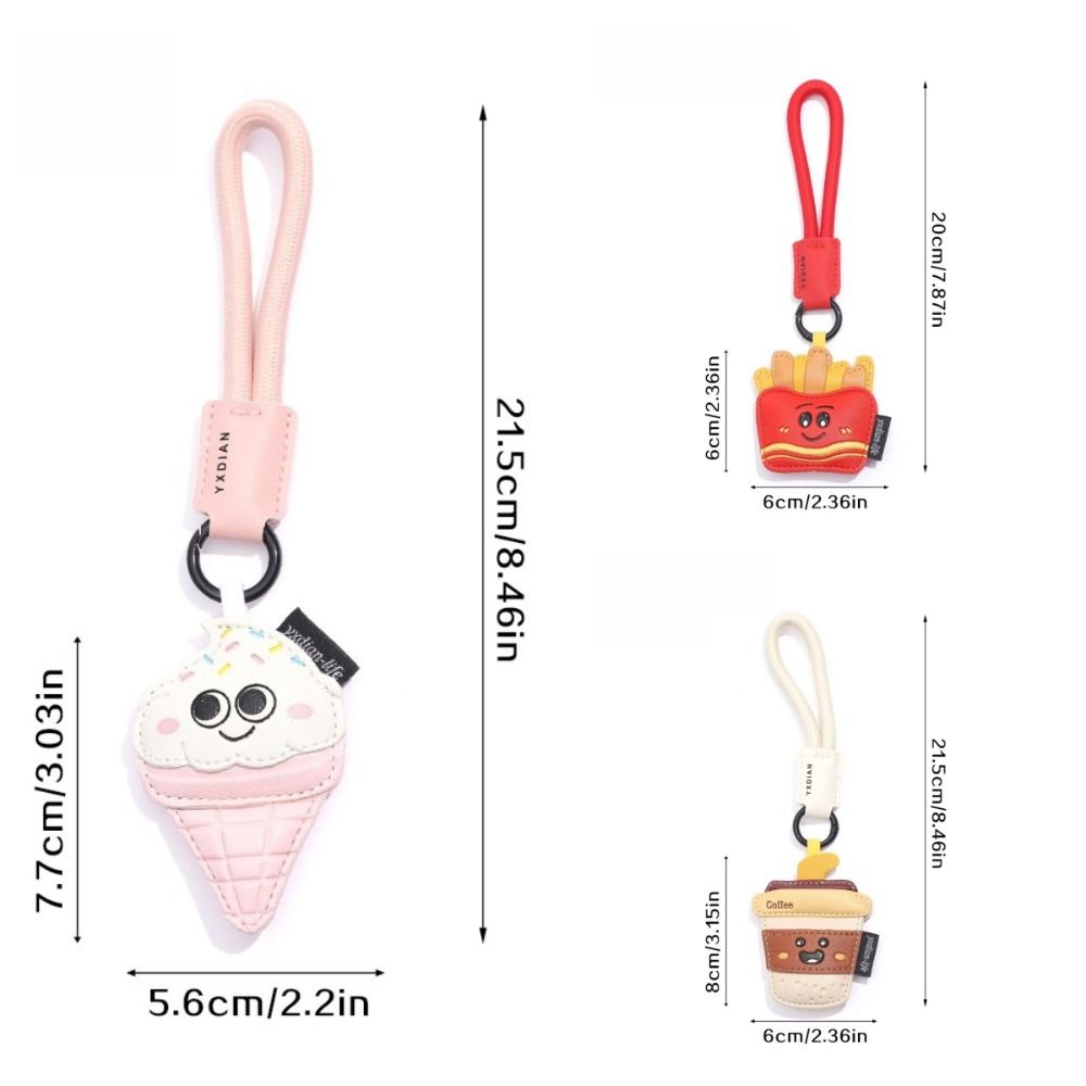 Funny Coffee Cup Shape Keychain Cartoon Car Key Ring Ice Cream Pendant  Bag Key Decor