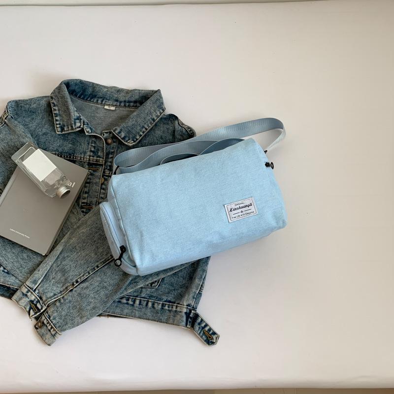 

Простая студенческая повседневная сумка кроссбоди большой вместимости, одноплечевая сумка-подушка синий