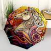 1 Stück Buntglas Einhorn Design Automatischer Faltregenschirm - Tragbares 3-fach Design mit 8-Speichen Eisenrahmen, Outdoor, Festliches Geschenk für Fans, Reisende