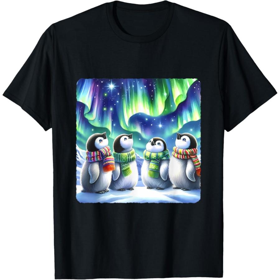 Penguins With Scarves Watching Aurora Borealis XXXXXL