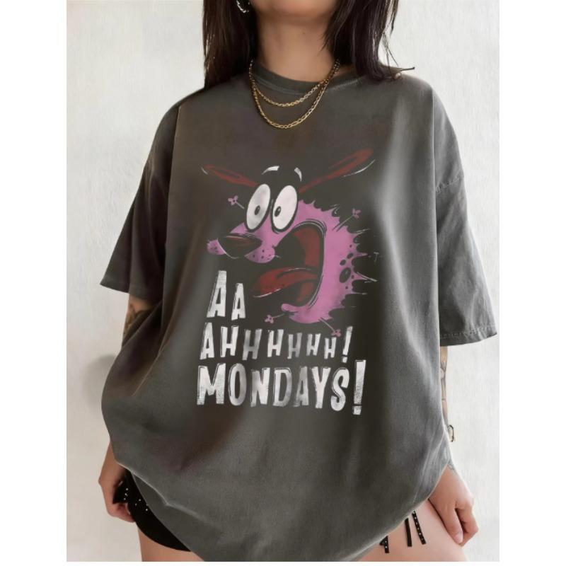 

Vintage Courage The Dog Cartoon Print Short Sleeve TShirt Retro Unisex Graphic Tee 90s Nostalgia Summer Streetwear Tee 4XL