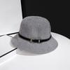 Brim Travel Sun Hats Women Sunscreen Hats Summer Bucket Hats Outdoor Straw Hats PU Leather Belt