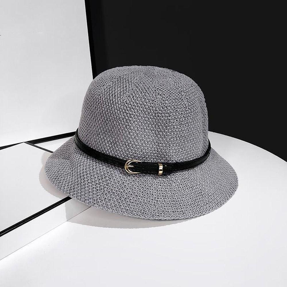 Hats Panama Hats PU Leather Belt Summer Bucket Hats Women Sunscreen Hats Outdoor Straw Hats